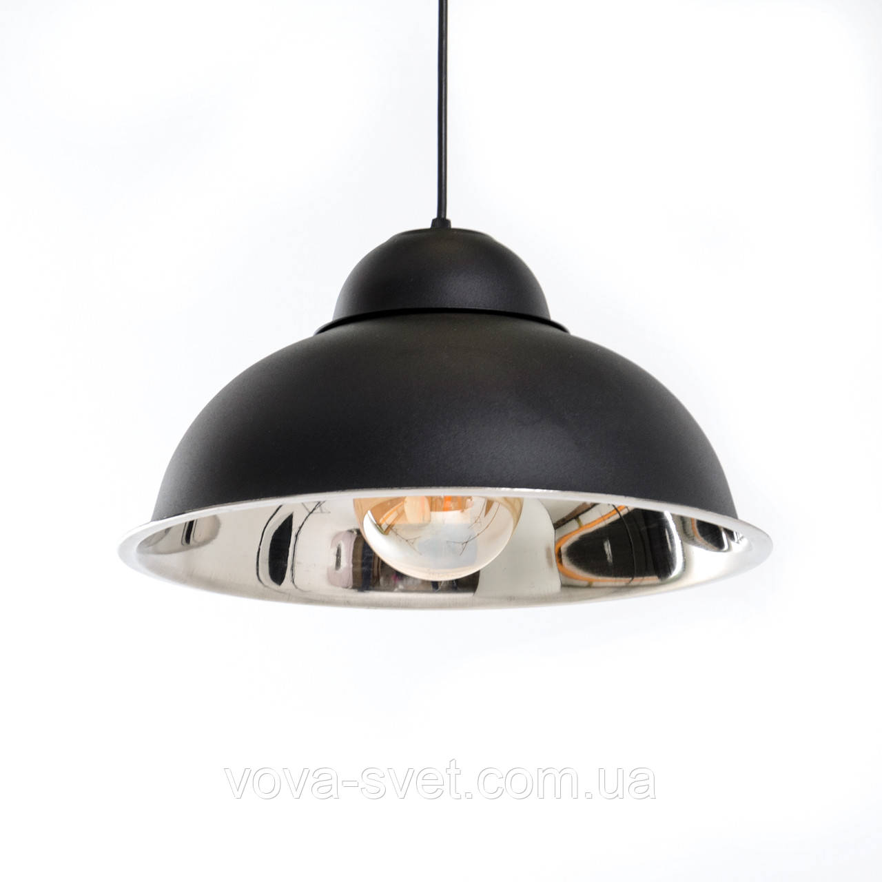 Стельовий світильник купол Loft [ BELL ] чорний / хром