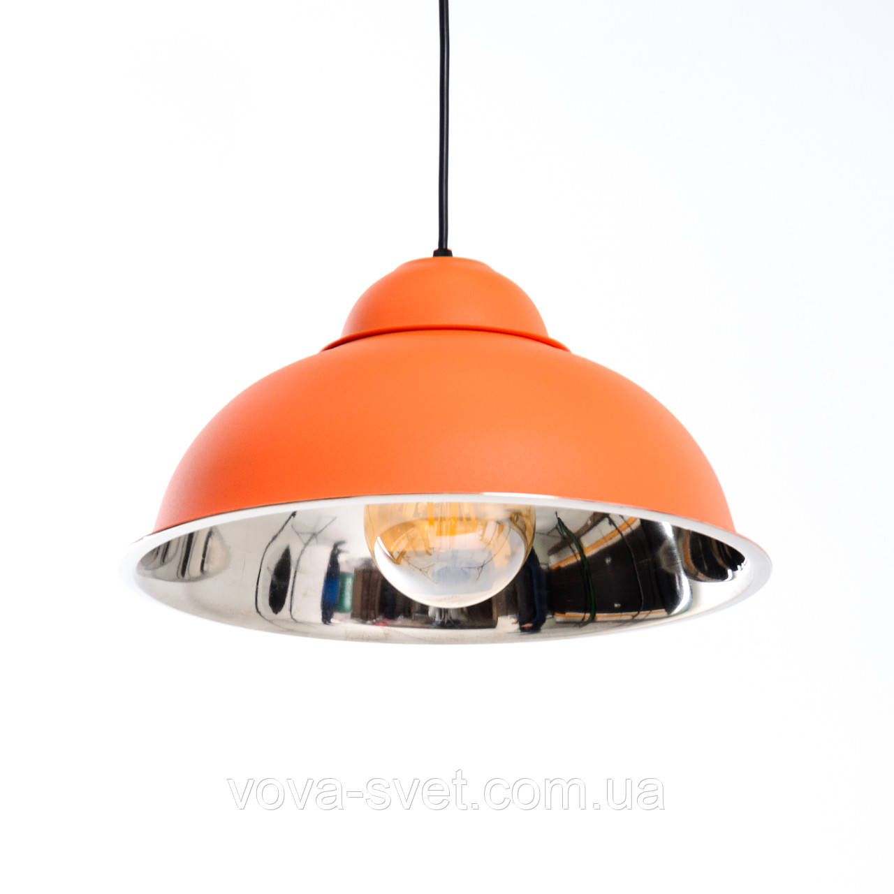 Потолочный светильник купол Loft [ BELL ] оранжевый / хром - фото 1 - id-p1222968591