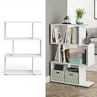 Удобный стеллаж для дома, лесенка, книжный шкаф из ДСП 3 отсека, СТ-3-700 цвет Белый