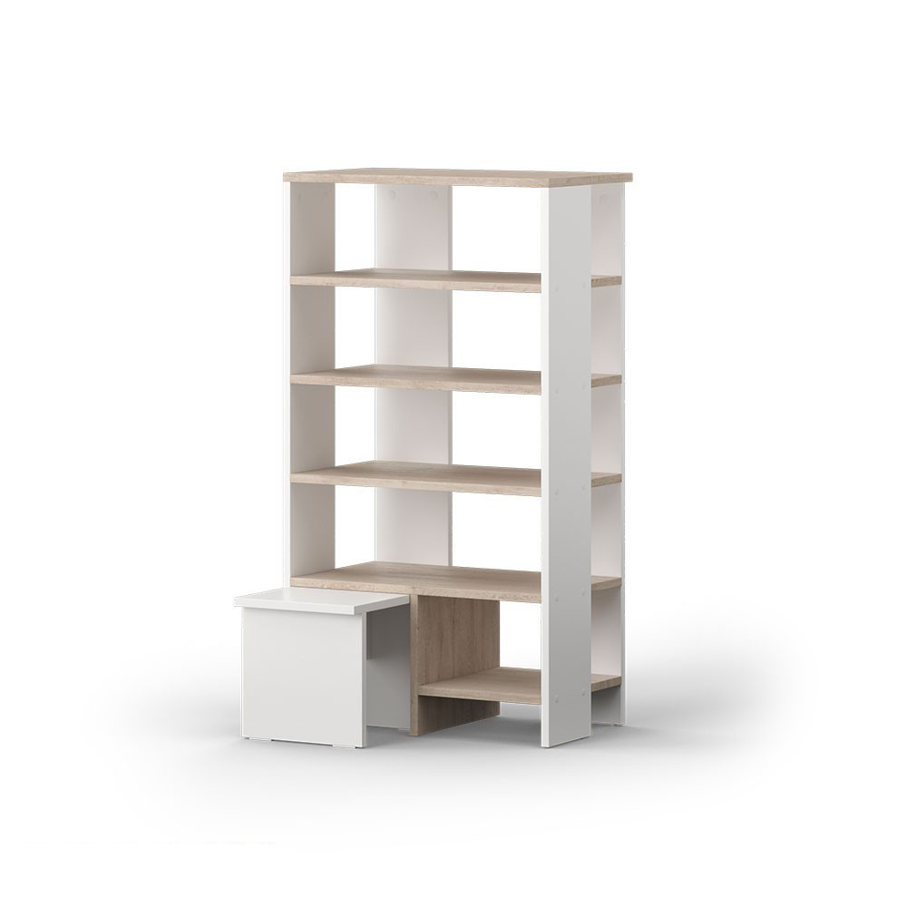 Зручний стелаж для дому, полиці для взуття, з ДСП 5 відсіку, Дуб Сонома