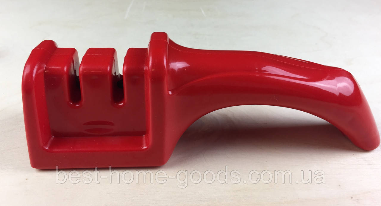 Двоступенева точилка для ножів – кухонна ручна точилка для нержавіючих та керамічних ножів з подвійною зоною заточування, фото 1