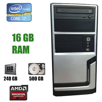 Hyundai Pentino Silver Tower / Intel Core i7-2600 (4(8) ядра по 3.40-3.80GHz) / 16 GB DDR3 / 240 GB SSD+500 GB, фото 2