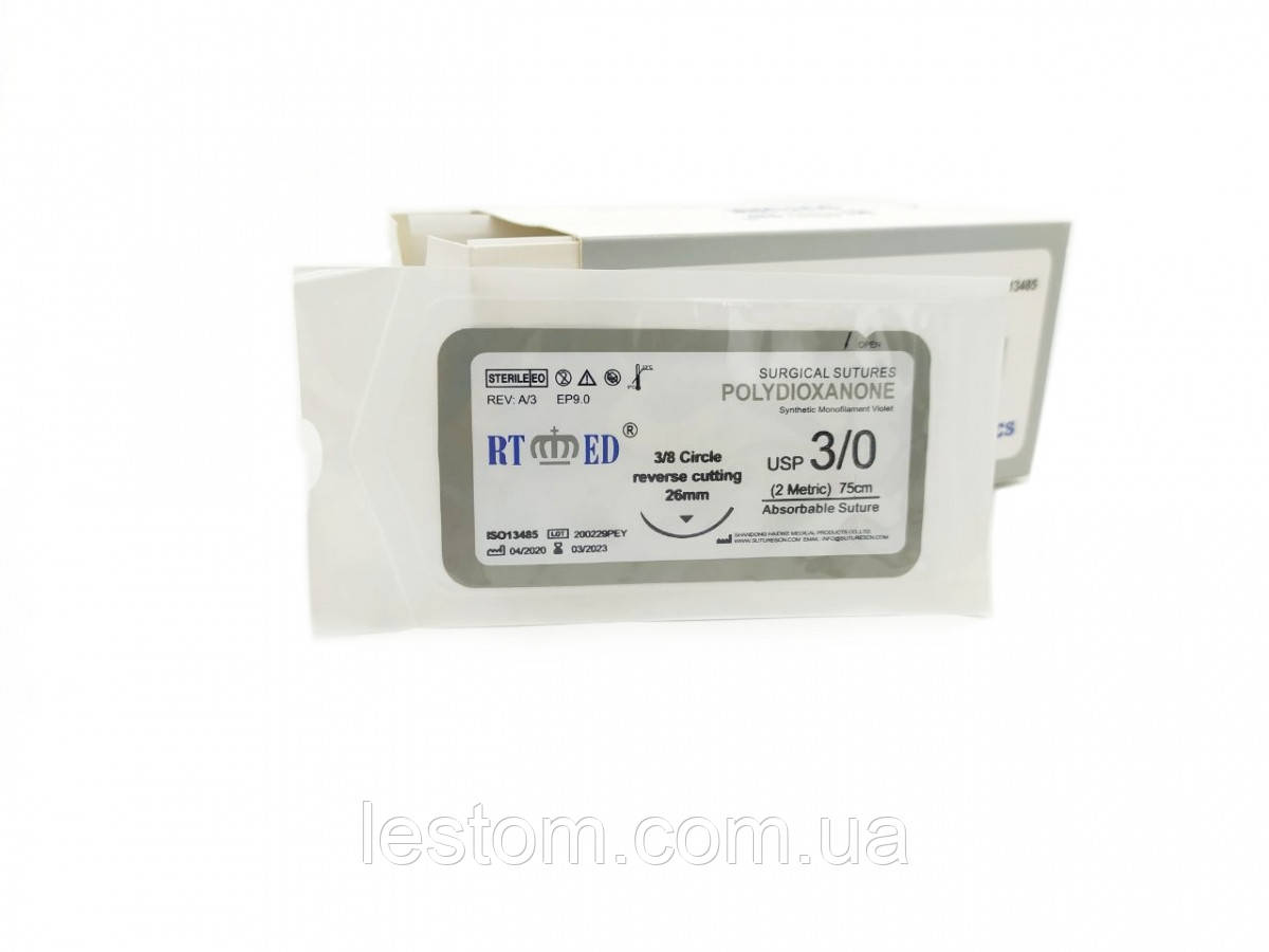 ПДО RT-med USP 3/0 (EP 2) зі звор. ріж. голкою 26мм 3/8 кола
