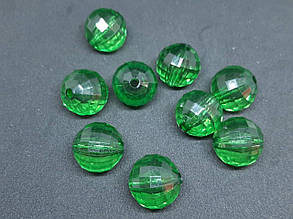 Бусини акрил "Шар грані" зелений 18 мм 500 грамів