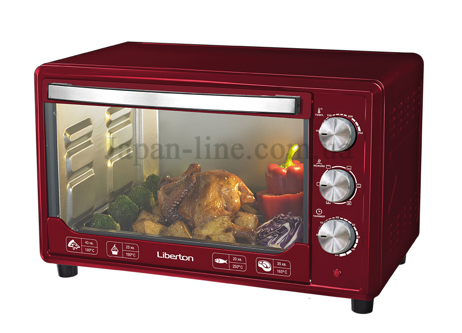 Електродуховка Liberton LEO-481 Dark red - 48 л, конвекція, 2000 Вт
