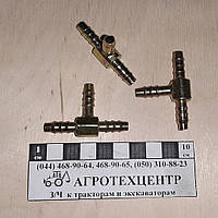 Штуцер зубчастий (трійник) для трубки 6 мм