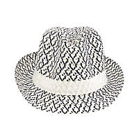 Шляпа Трилби Летняя Денди Размер 56-58 Бело-черный Лента Белая (14845)