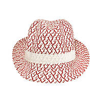 Шляпа Трилби Летняя Денди Размер 56-58 Бело-красный Лента Белая (14848)