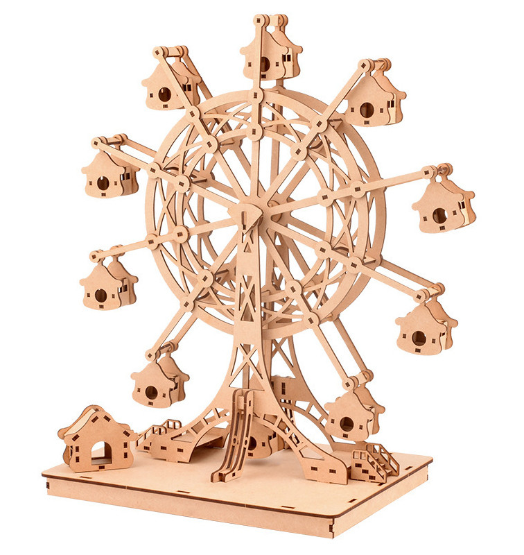 Дерев'яний конструктор "Колесо з будиночками" 3D пазл