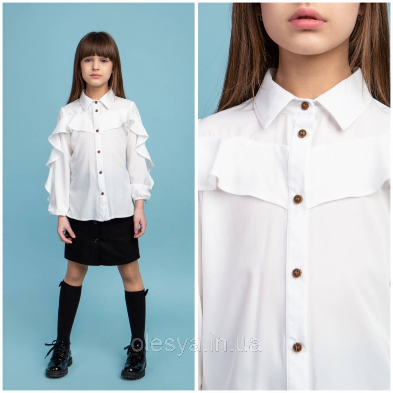 Блузка школьная для девочек Esmee тм BrilliAnt Размеры 116, 128, - фото 1 - id-p1211585640