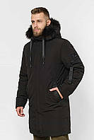 Мужская модная удлиненная зимняя куртка-парка с капюшоном