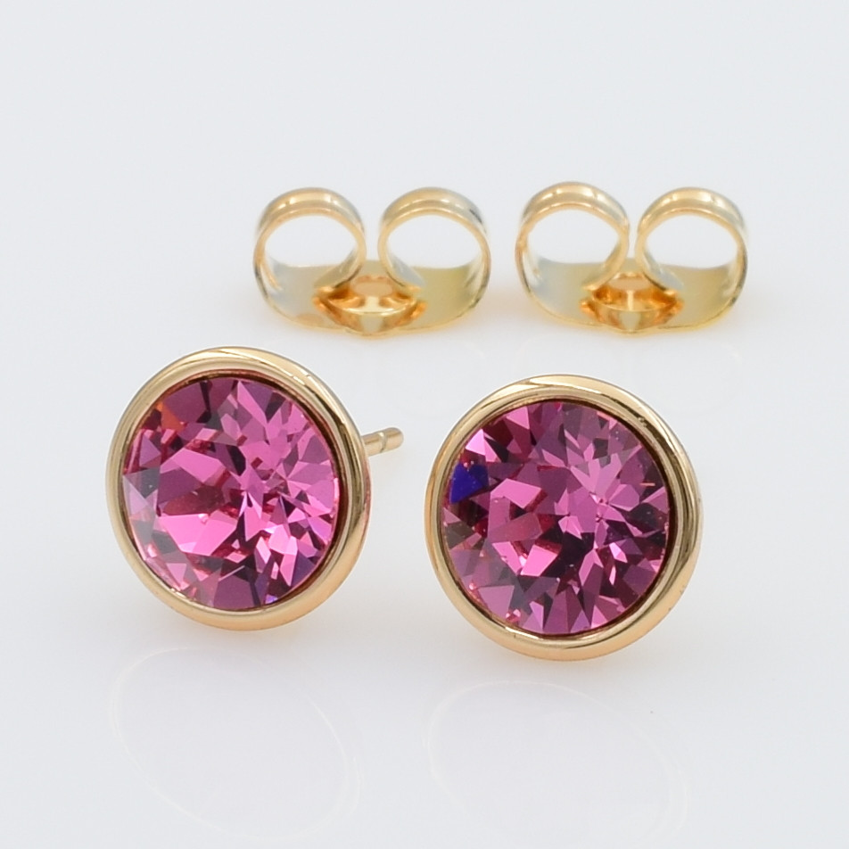 XUPING Сережки Позолота 18к камені Swarovski, Діаметр 0.9 см