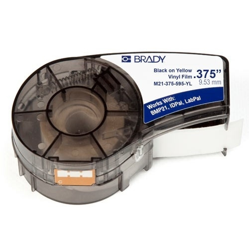 Жовта вінілова стрічка Brady M21-375-595-YL 9.53мм 6.4м чорний на жовтому, фото 1