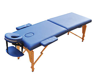 Масажний стіл дерев'яний розкладна кушетка косметологічна ZET-1042 розмір M 185*70*61 Синій