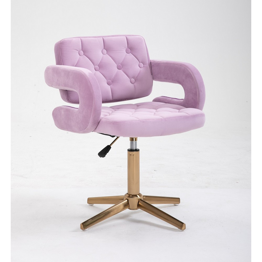 Перукарське крісло на пневматиці HR8403C верес велюр основа золото, фото 1