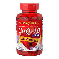 Коензим Q10 Piping Rock Absorbable CoQ10 50mg 200 Capsules