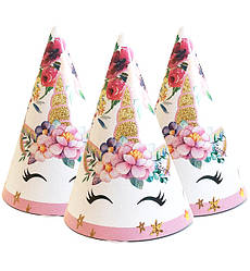 Ковпачки паперові "Єдиноріг квіти" (5шт.), Польща, висота - 15 см