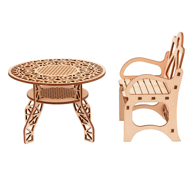 Дерев'яний конструктор "Стол і стілець" 3D пазл