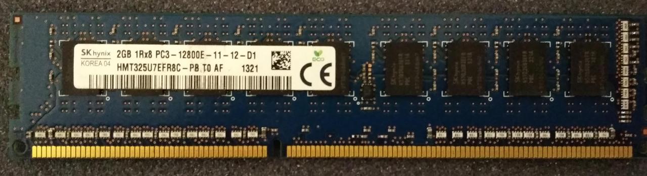 2 GB DDR3 1600MHz Hynix PC3 12800E 1Rx8 RAM Оперативна пам'ять