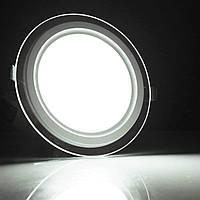 Светодиодный встраиваемый светильник круг стекло 12W 6400K Clara-12 Horoz Electric HL688LG