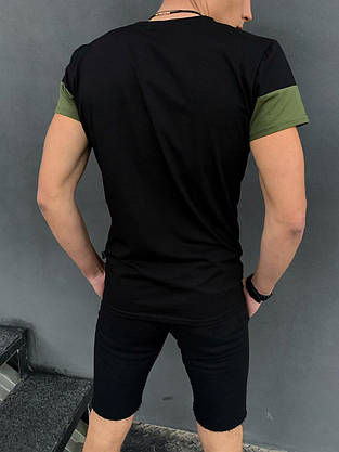 Комплект літній Футболка "Color Stripe" чорна - хакі + Шорти трикотажні чорні Intruder, фото 2