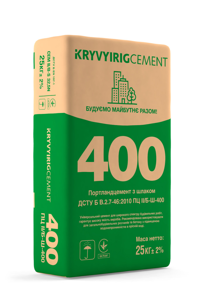 Портландцемент ПЦІІ/БШ-400, упаковка 25 кг