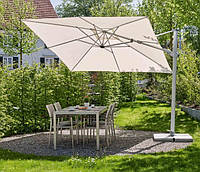 Солнцезащитный квадратный зонт 300x300 см с боковой ногой серого цвета для ресторана, отеля,террассы