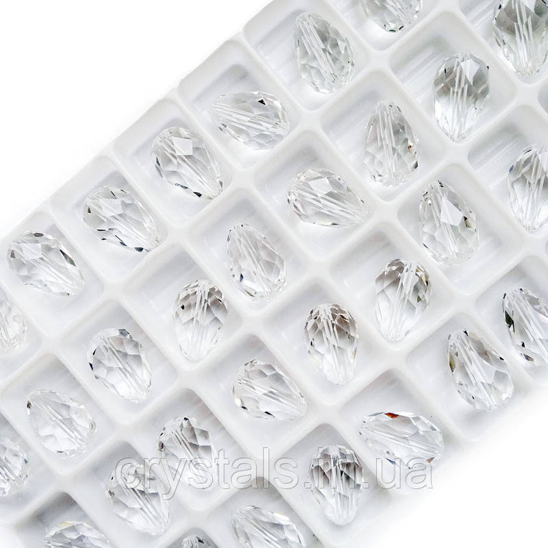 Кришталеві намистини краплі Preciosa (Чехія) 13.5х9 мм Crystal