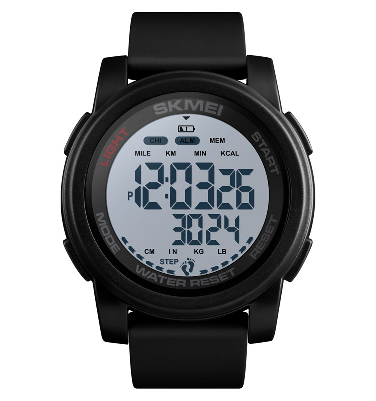 Skmei 1469 fitness чорний з білим чоловічий спортивний годинник