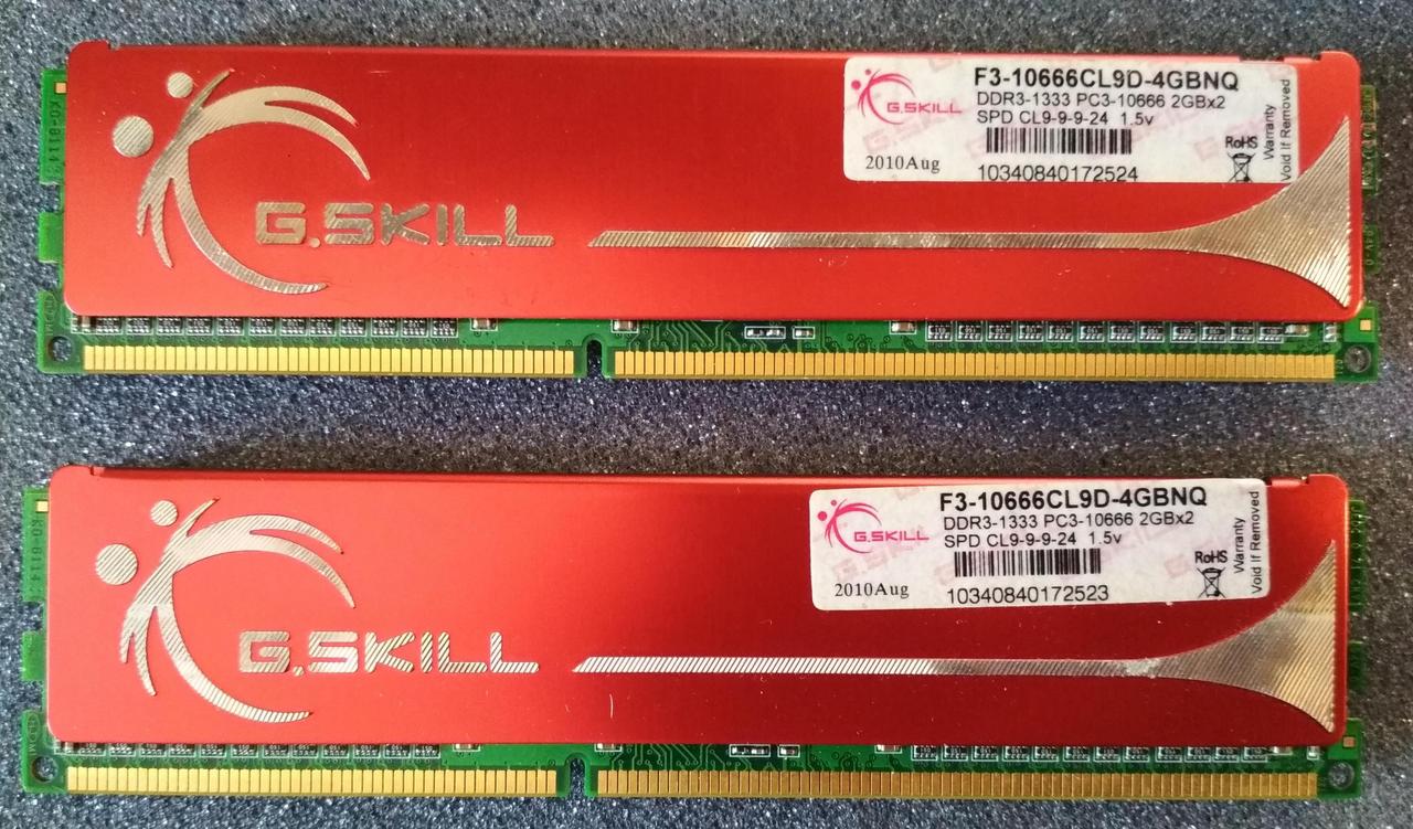 4GB 2*2GB DDR3 1333MHz G.Skill PC3 10600U CL9 RAM Оперативна пам'ять