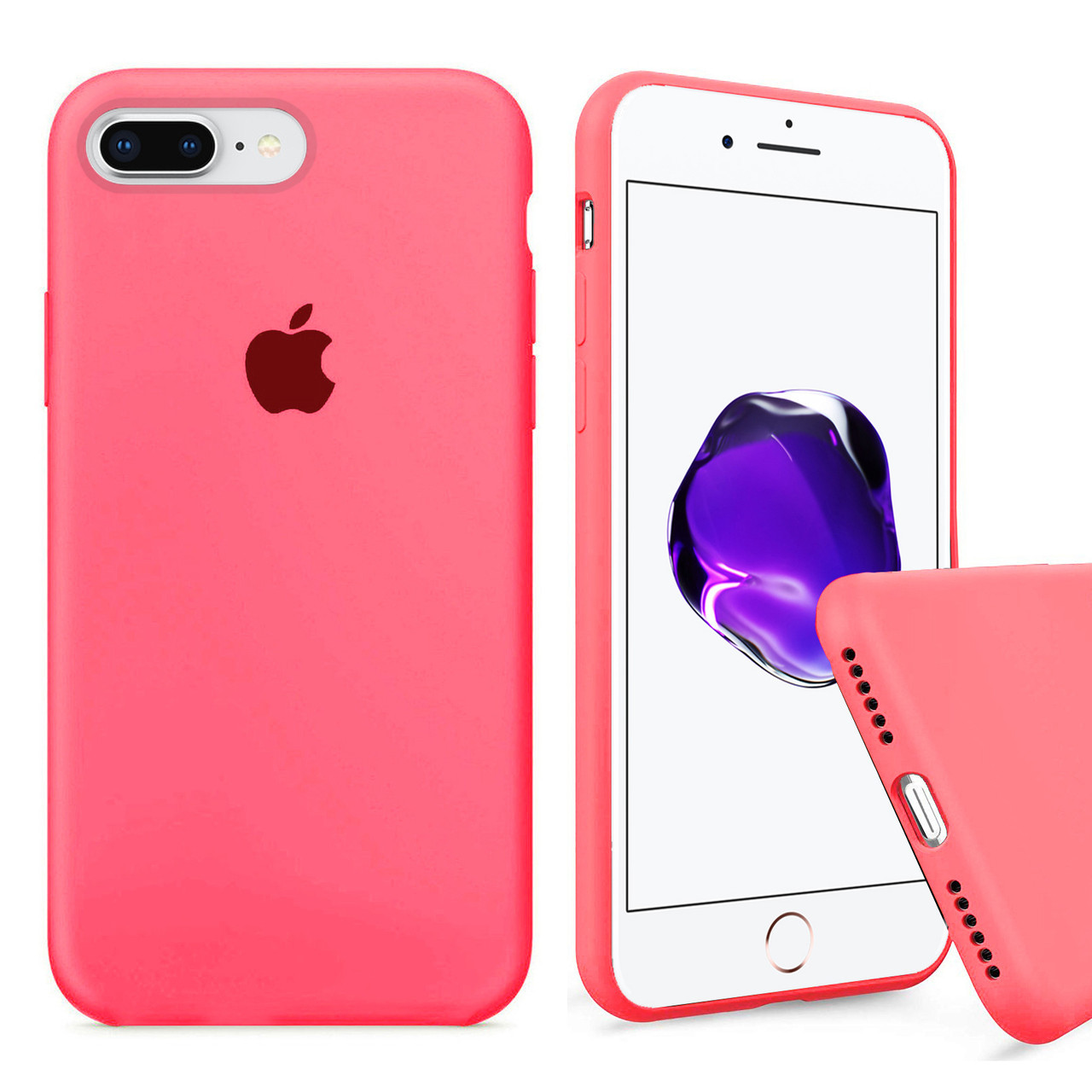 Чохол Silicone Case із закритим низом для iPhone 7Plus/8Plus кораловий неон coral