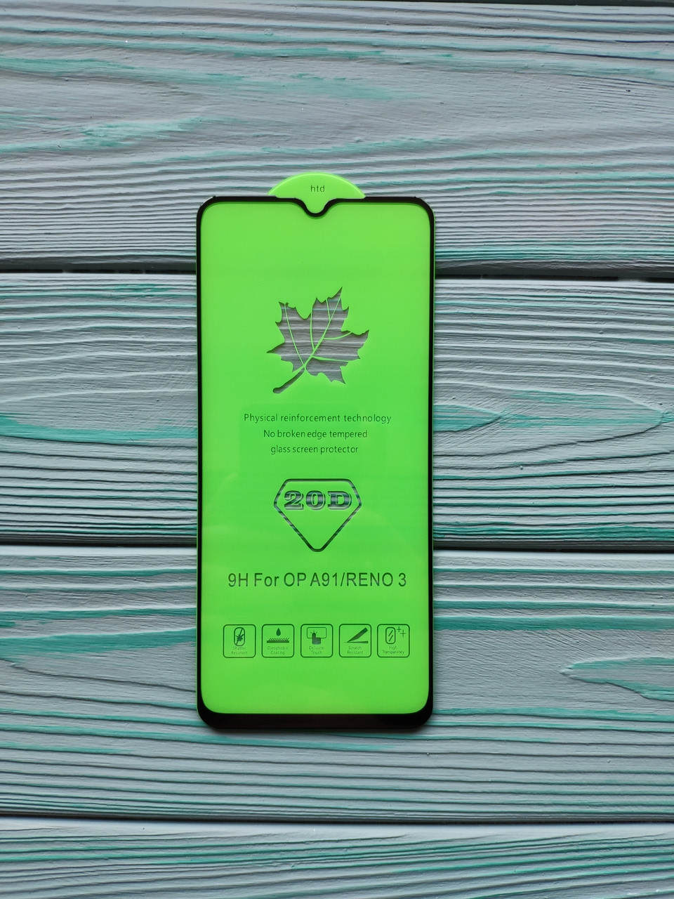 Захисне скло 20D для Oppo A91/Oppo Reno 3 Full Glue Чорне