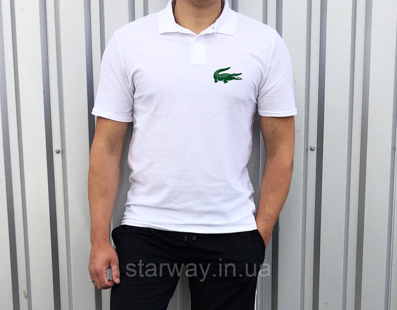Футболка поло | теніска lacoste логотип принт