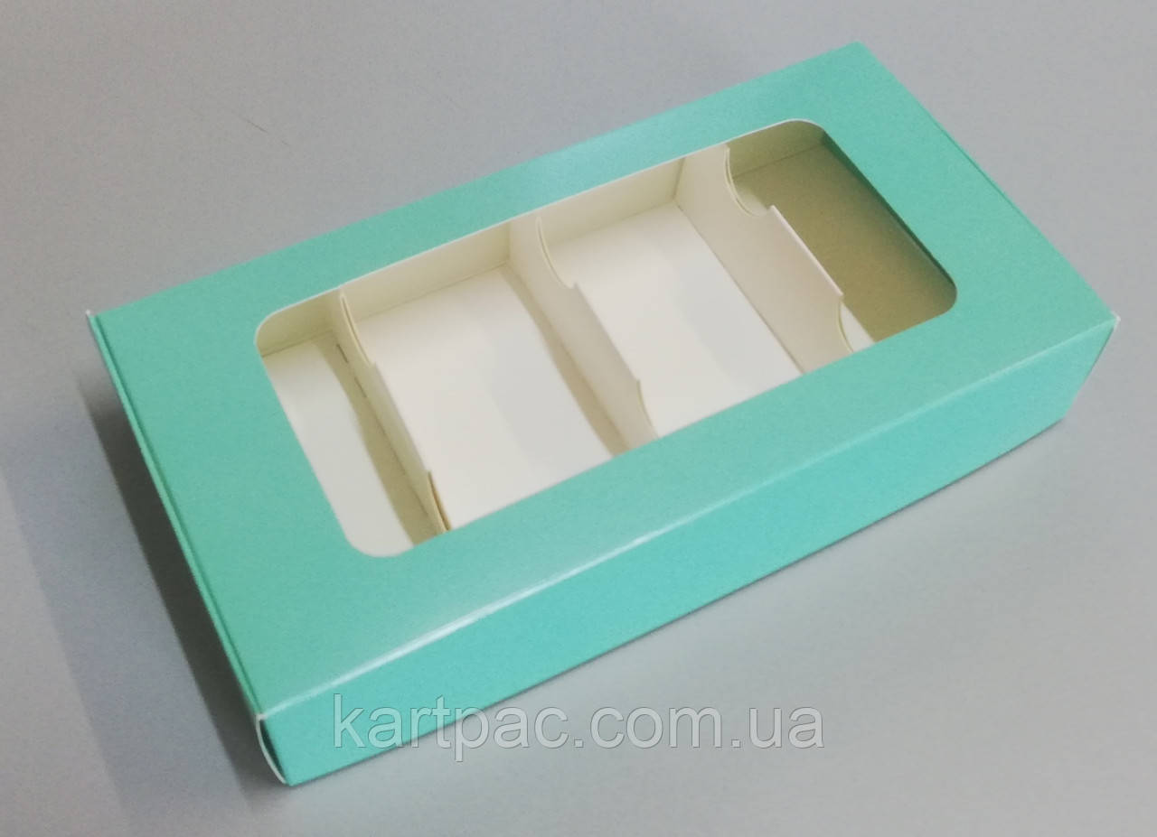 Коробка для тістечок бірюзова 220*110*40