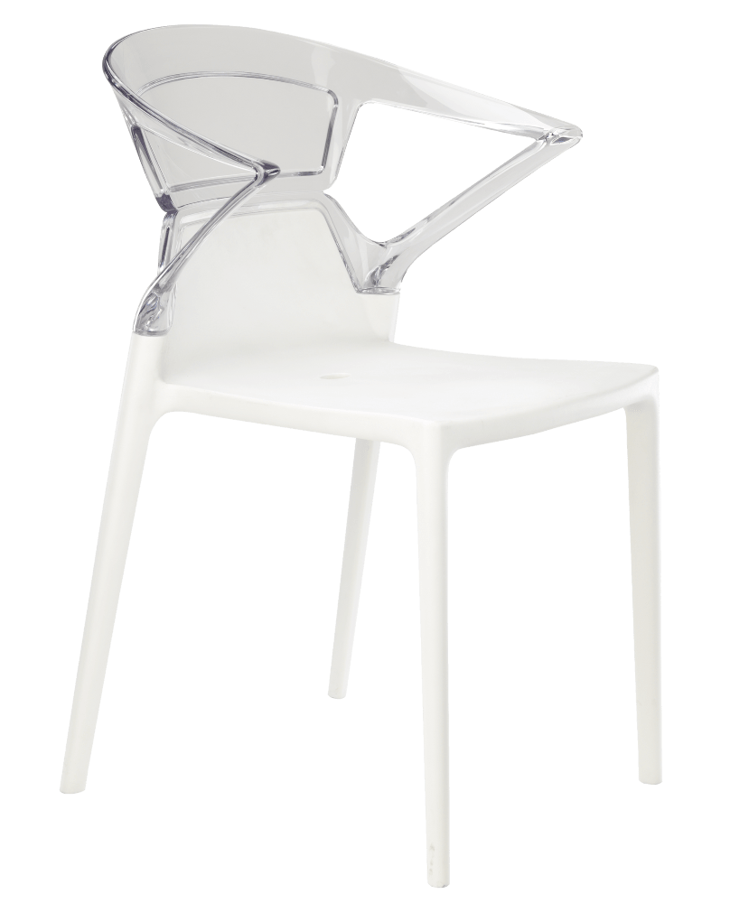 Крісло Papatya Ego-K біле сидіння, верх прозоро-чистий