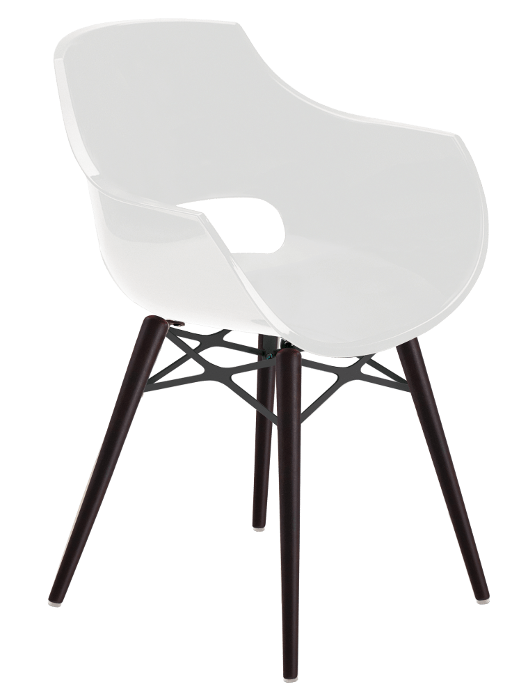 Крісло Papatya Opal-Wox біле, рама лакований бук венге