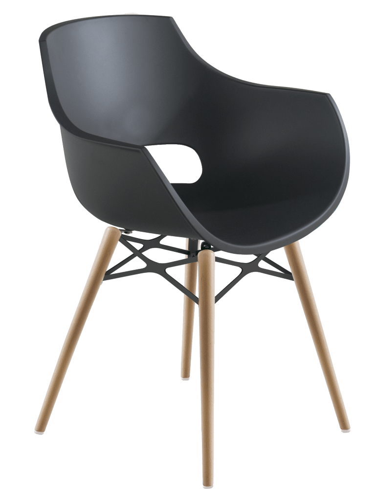 Крісло Papatya Opal-Wox матове антрацит, рама натуральний бук, фото 1