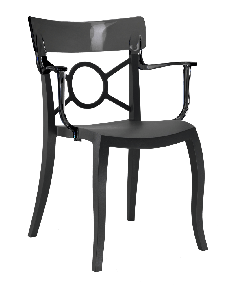 Крісло Papatya Opera-K сидіння чорне, верх прозоро-димчастий