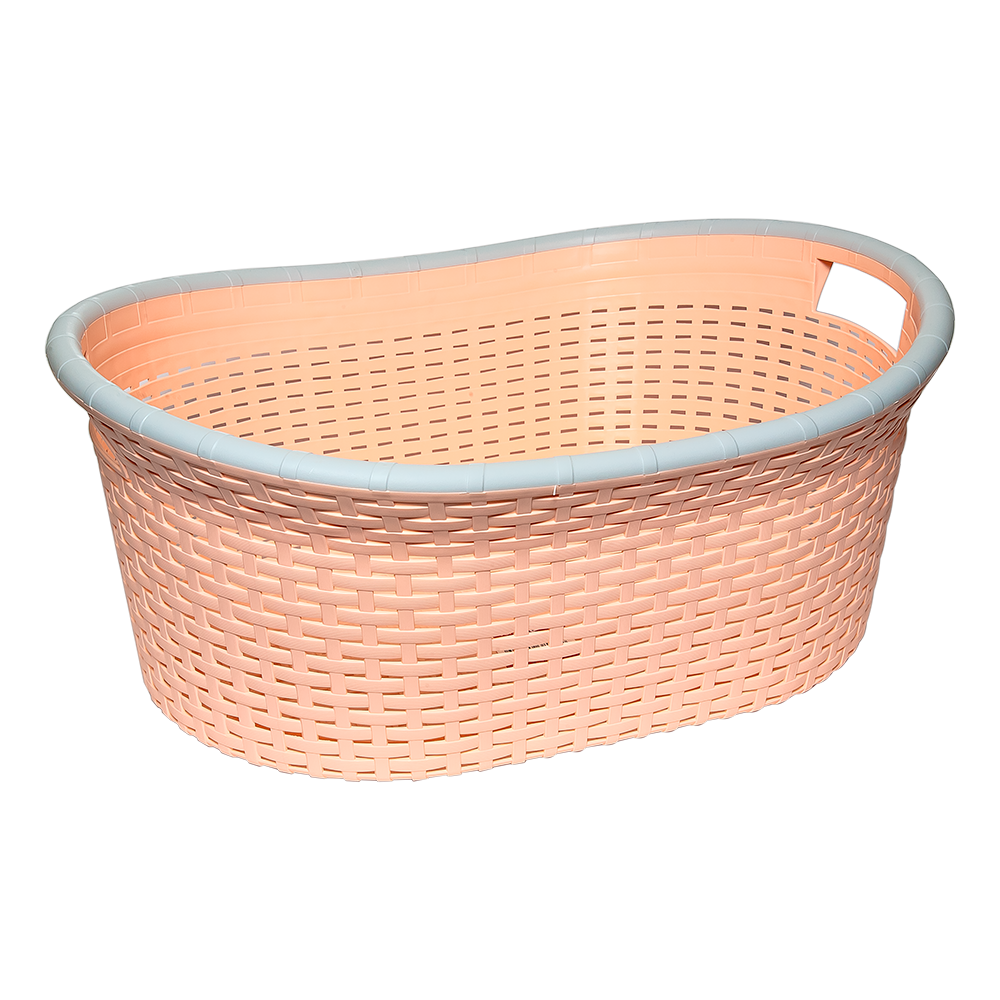 Кошик для білизни овальний під ротанг 25 л жовтогарячий