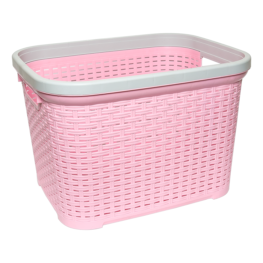 Кошик для білизни під ротанг 35 л рожевий