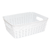 Кошик для білизни під ротанг декорована біла