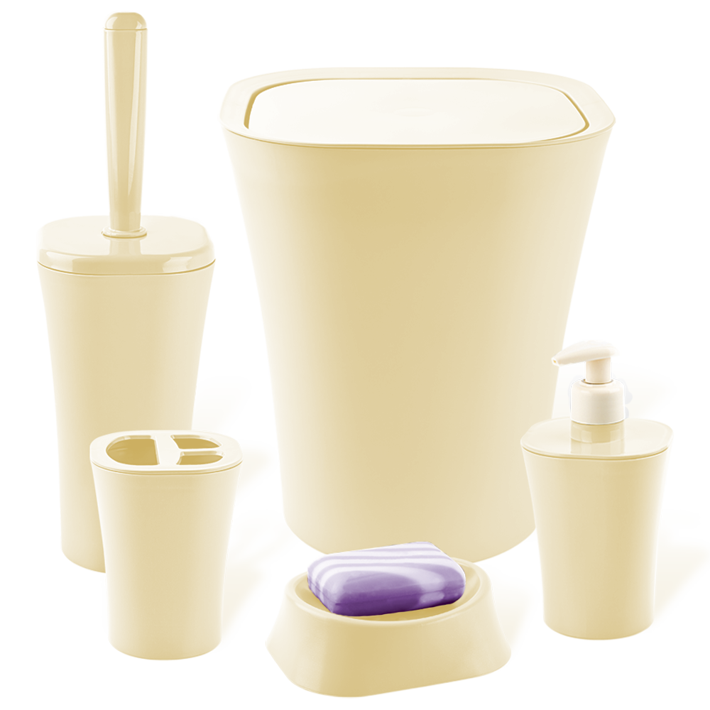 Набір для ванної кімнати Planet Papillon 5 предметів кремовий