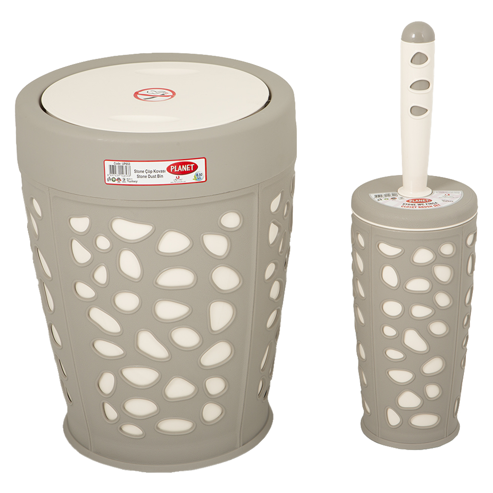 Набір для ванної кімнати Planet Stone 2 предмети сірий-крем