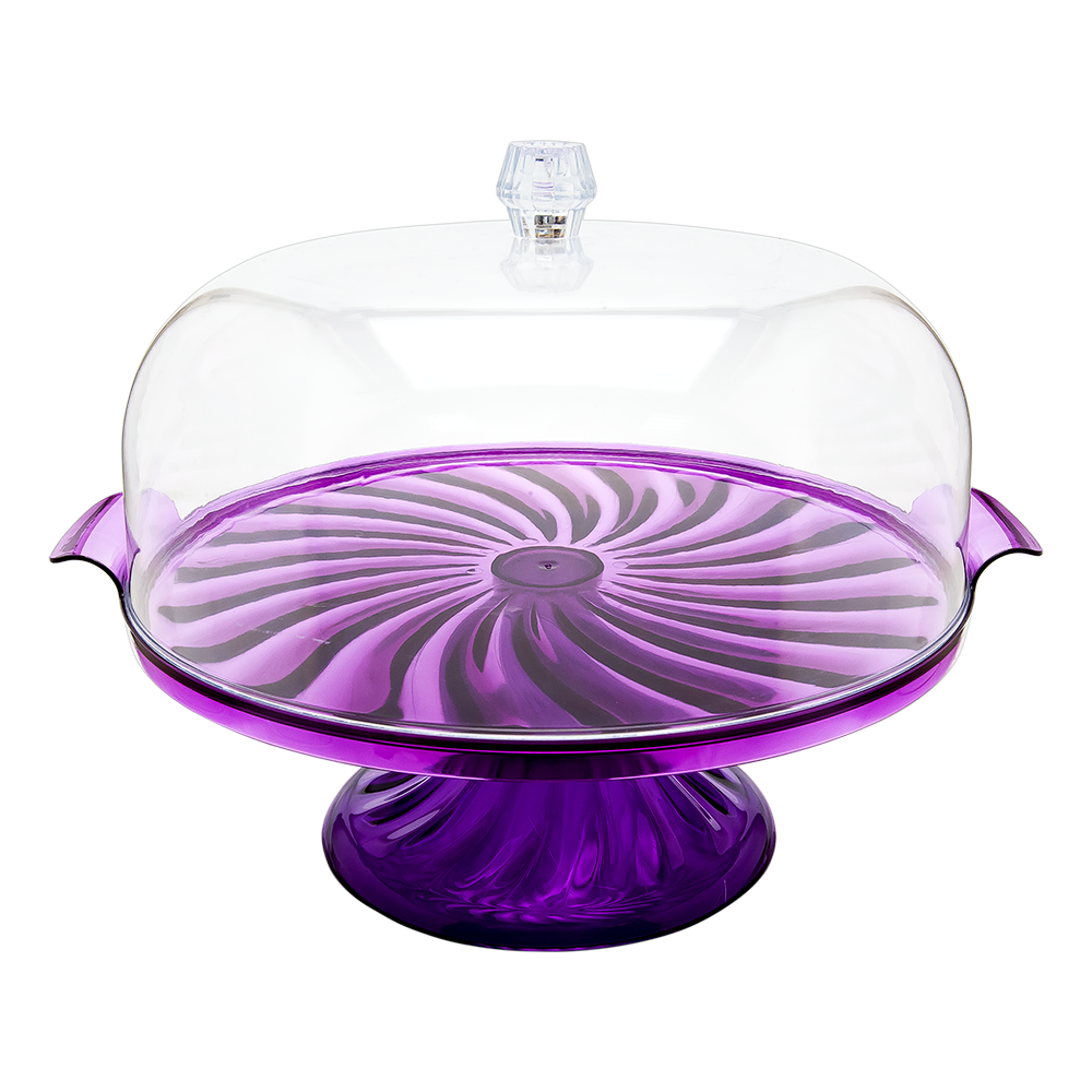 Тортівниця Кристал із підставкою фіолетова
