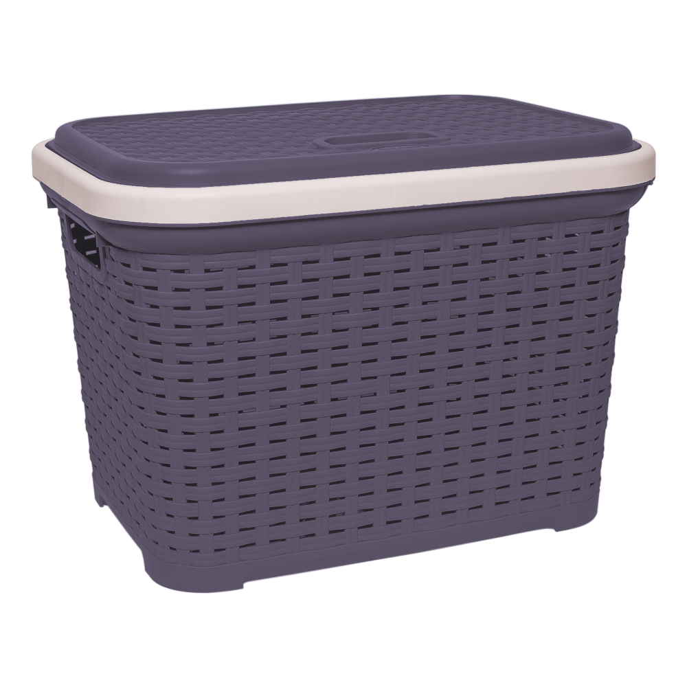 Кошик для білизни під ротанг із кришкою 35 л фіолетовий