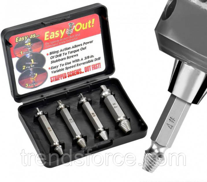 Набір біт екстракторoв для викручування саморізів болтовий Easy Out Tool 181224