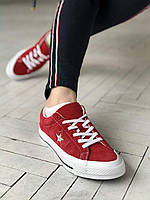 Стильные кроссы в красном цвете Converse All-Star Red Женские кеды красные Конверс Олл Стар