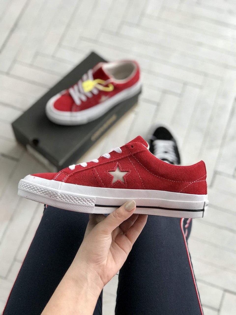 Купить Конверс Олл Стар кроссовки женские красные с белой подошвой ...