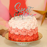 Топер фігурка на торт дзеркальний двосторонній  "Sweet sixteen" Manific Decor, фото 4