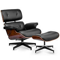 Крісло Eames Lounge Chair з підставкою Темний горіх